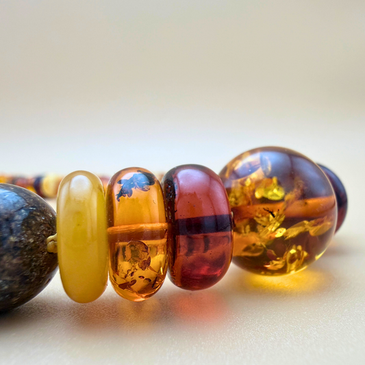 Unique Polished Amber Necklace, pure amber