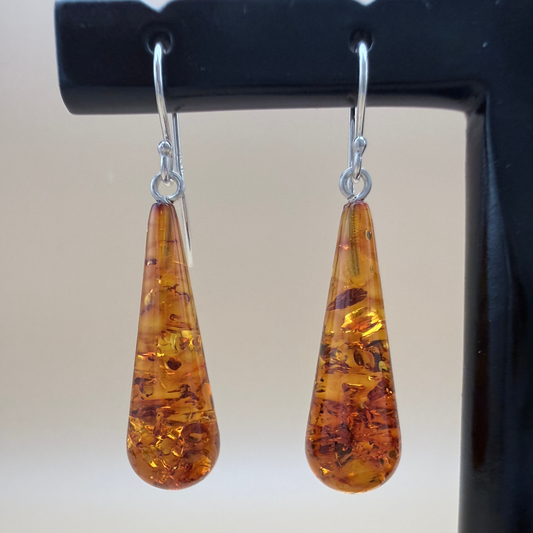Pendula Cognac Shimmer Amber Earrings