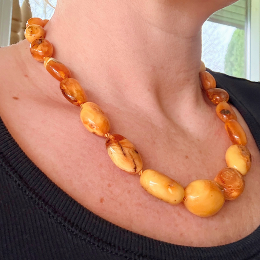 Softglow Bernsteinkette – milky polished