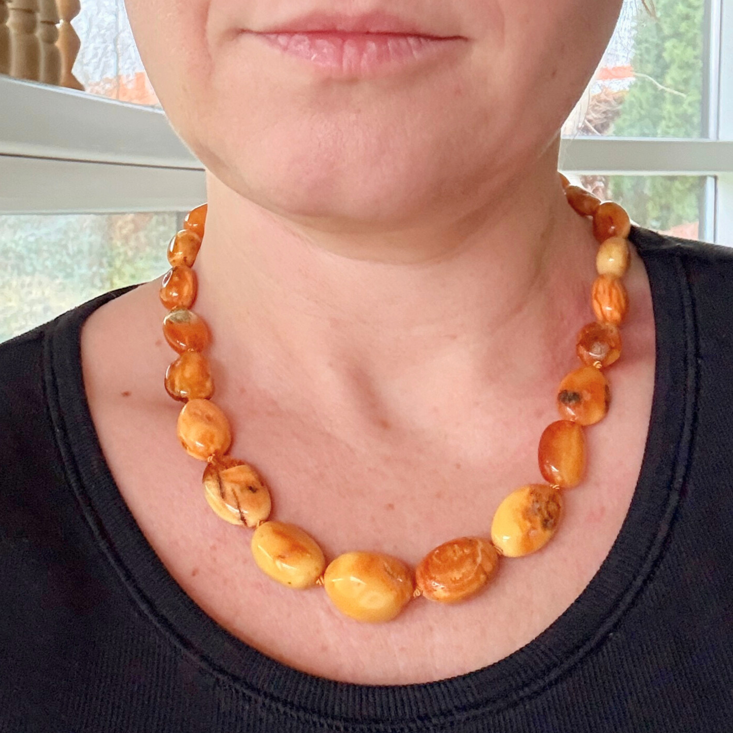 Softglow Bernsteinkette – milky polished