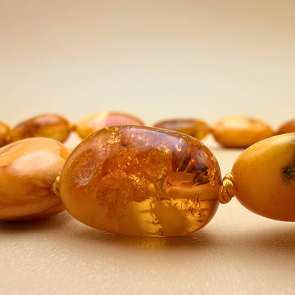 Softglow Bernsteinkette – milky polished
