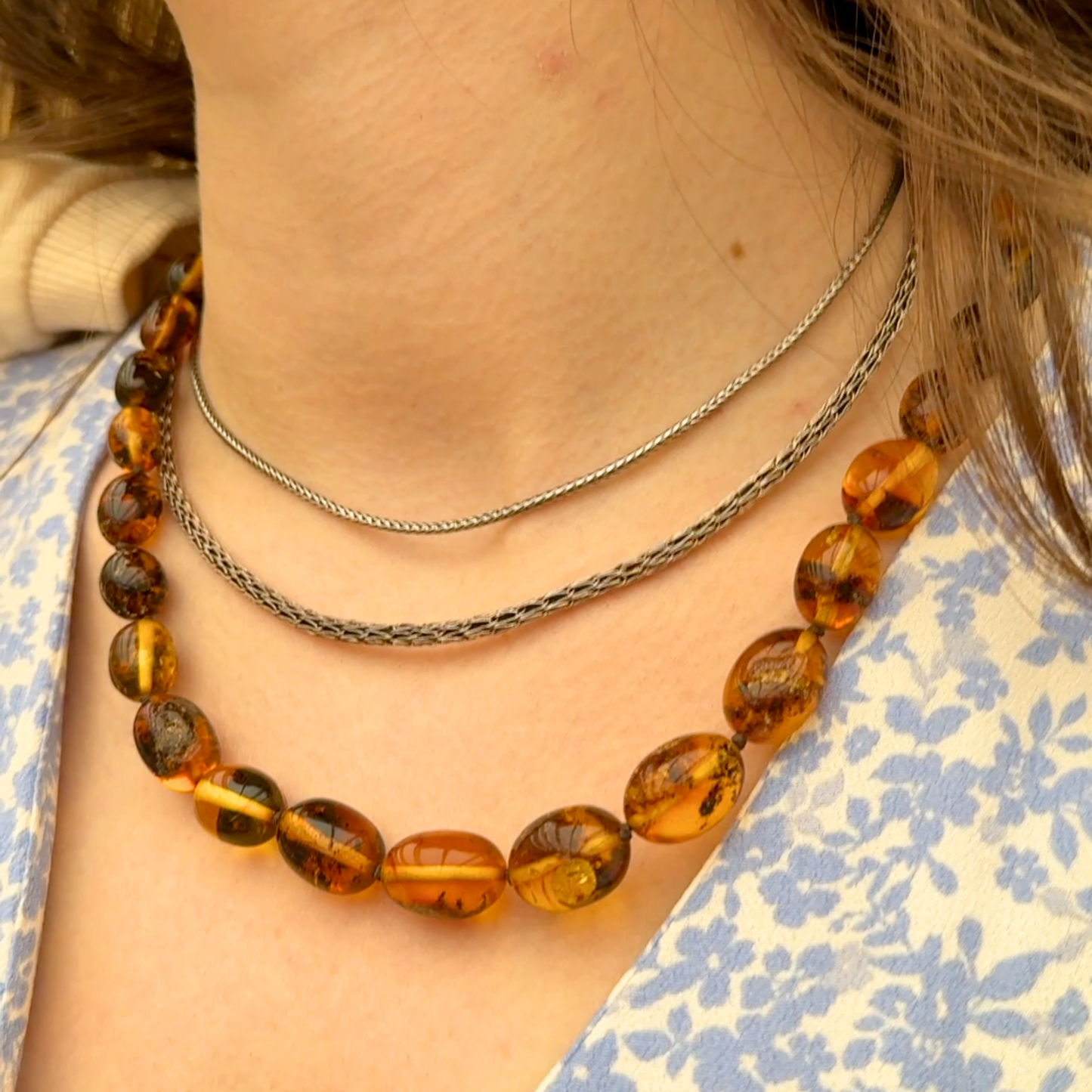 Mosslight Bernsteinkette Oval