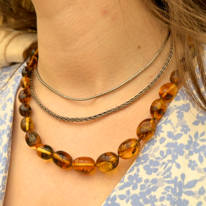 Mosslight Bernsteinkette Oval