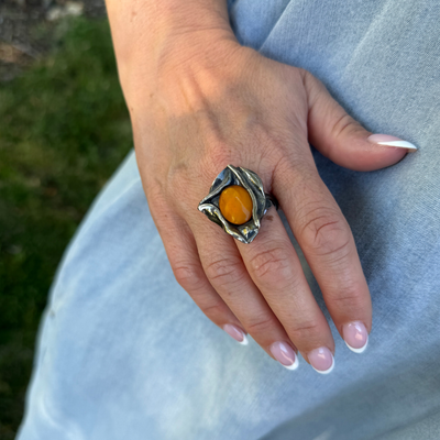 Bølge Ring – Nr. 1 – Mælkeagtig Rav