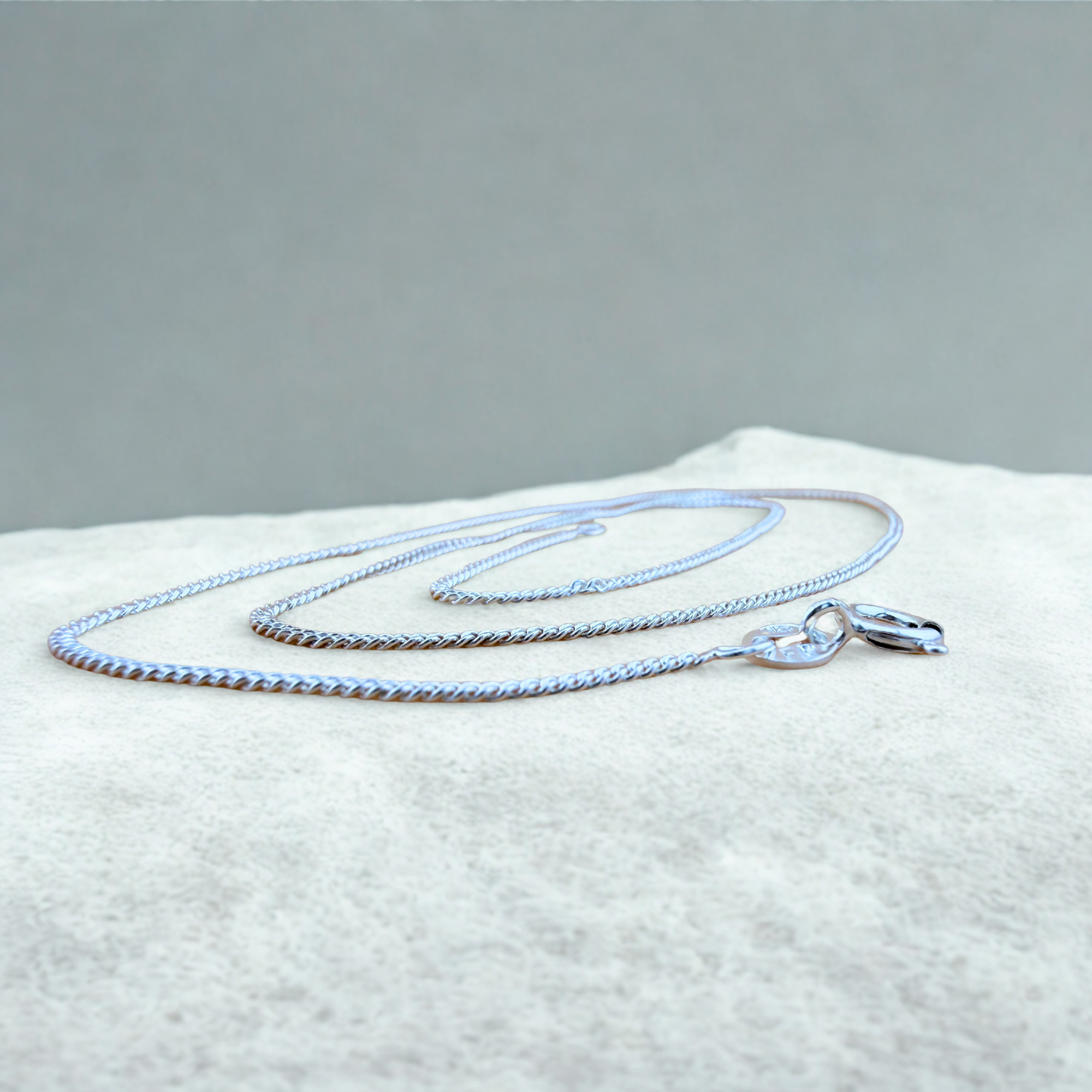Sterling Silver Curb Chain, Thin – 42 cm