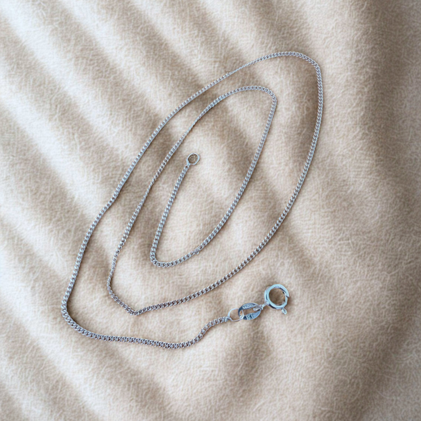 Sterling Silver Curb Chain, Thin – 42 cm
