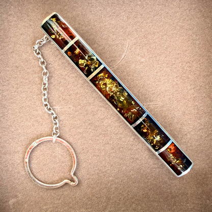 Amber Inlay Tie Clip – Sterling Silver