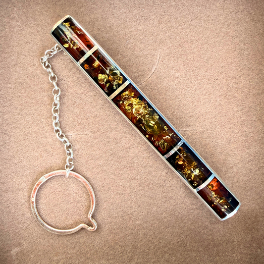 Amber Inlay Tie Clip – Sterling Silver