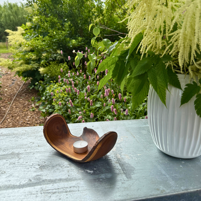 Sculptural Laburnum Wood Tray with Curved Edges