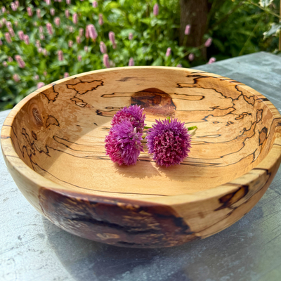 Large Spalted Birch Bowl – Low and Wide Design