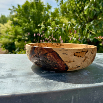 Large Spalted Birch Bowl – Low and Wide Design