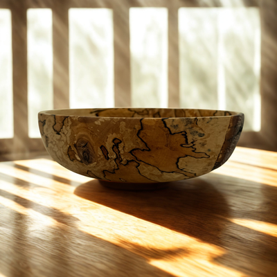 Large Spalted Birch Bowl – Low and Wide Design