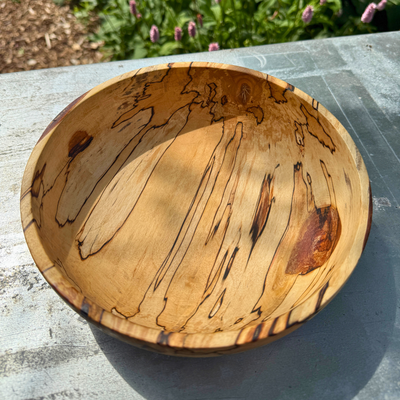 Large Spalted Birch Bowl – Low and Wide Design