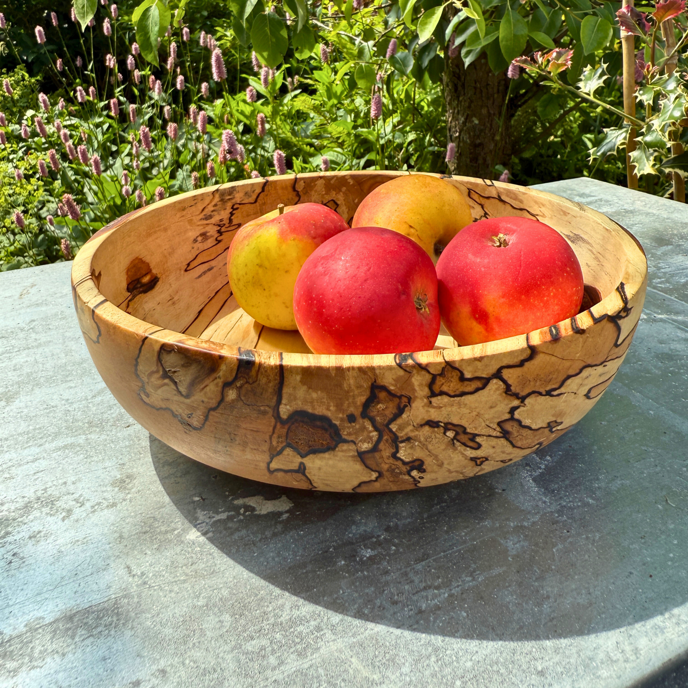 Large Spalted Birch Bowl – Low and Wide Design