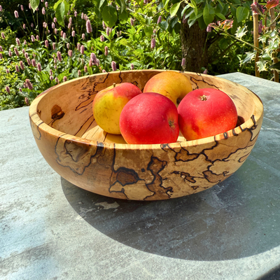 Large Spalted Birch Bowl – Low and Wide Design