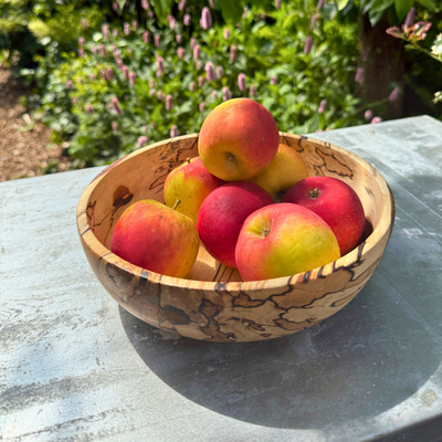 Large Spalted Birch Bowl – Low and Wide Design