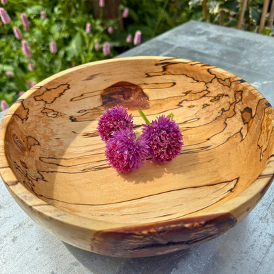 Large Spalted Birch Bowl – Low and Wide Design