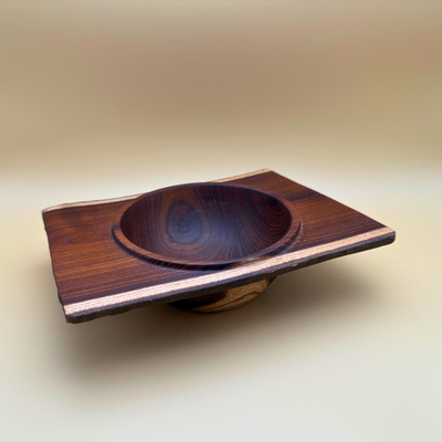 Laburnum Wood Bowl with Raw Edges and Square Rim