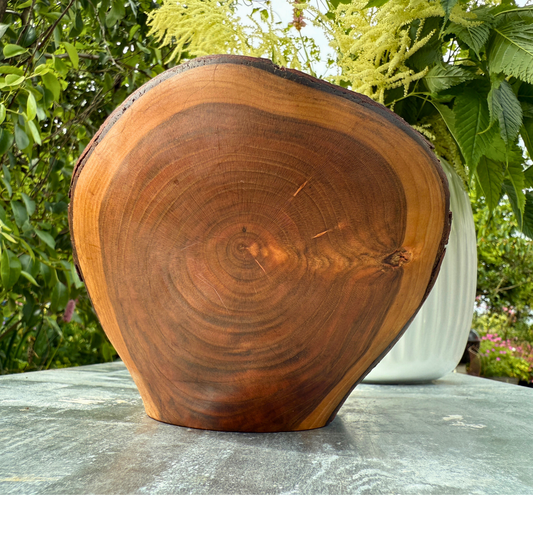 Gegabelte Schale aus Schwarzkirsche – Skulptur mit rohen Kanten