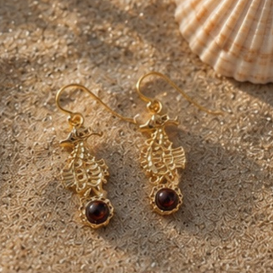 Tide – Gold-Plated Seahorse Earrings