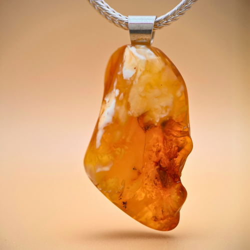 Amber Pendant with milky clouds