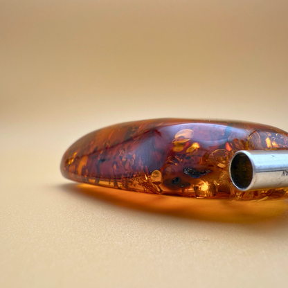 Großer Cognac-Bernstein-Anhänger mit Sterling-Silber-Röhrchen