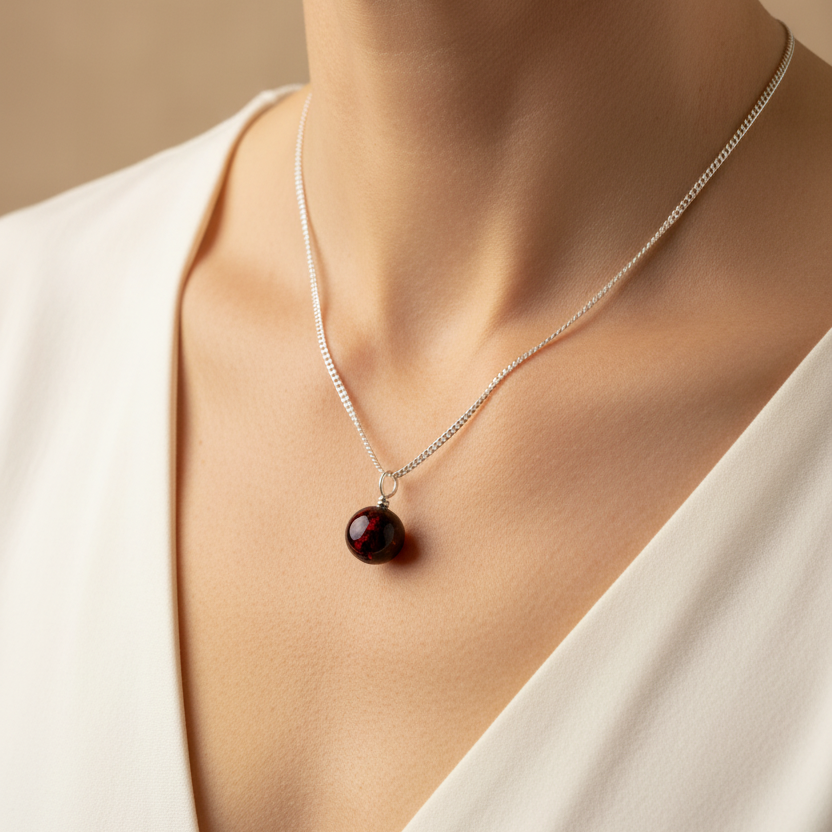 Amber Pendant, Deep Red