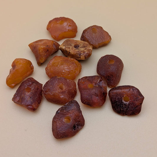 Raw Amber Beads with 3 mm hole - for Dog Collars & More